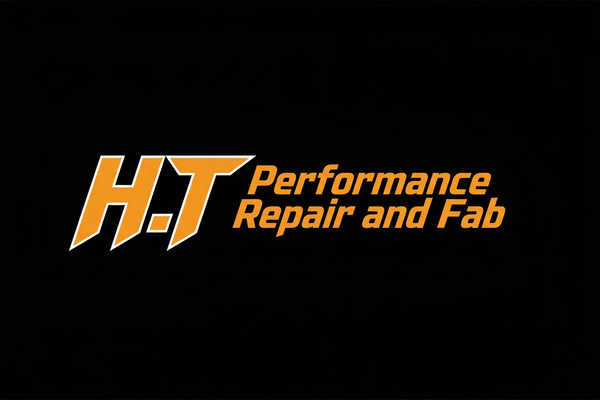 The logo for H.T Performance Repair and Fab, featuring stylized orange and white lettering on a solid black background.